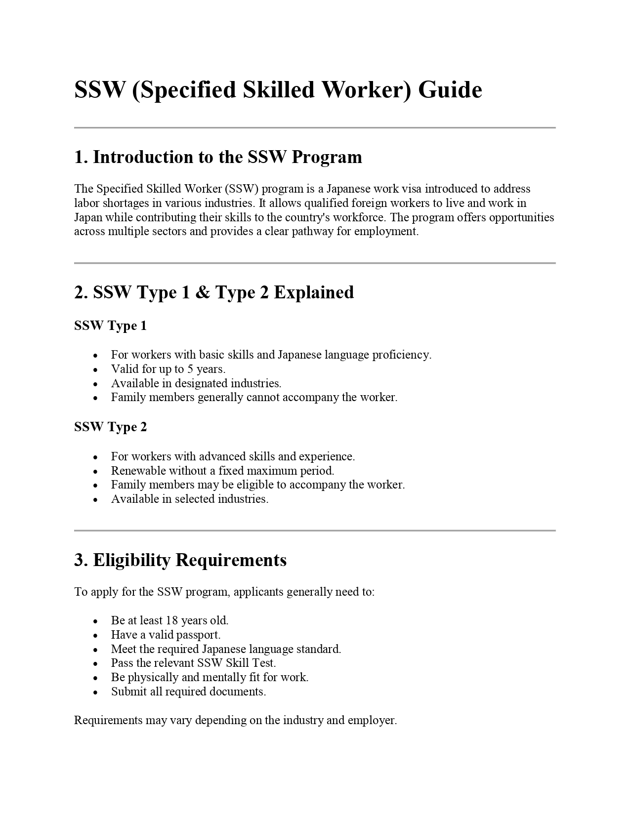 SSW (Specified Skilled Worker) Guide Preview